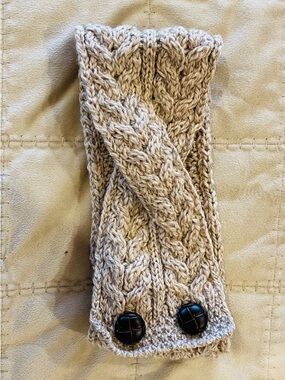 Knit Twist Irish Knit Headband with Button Detail